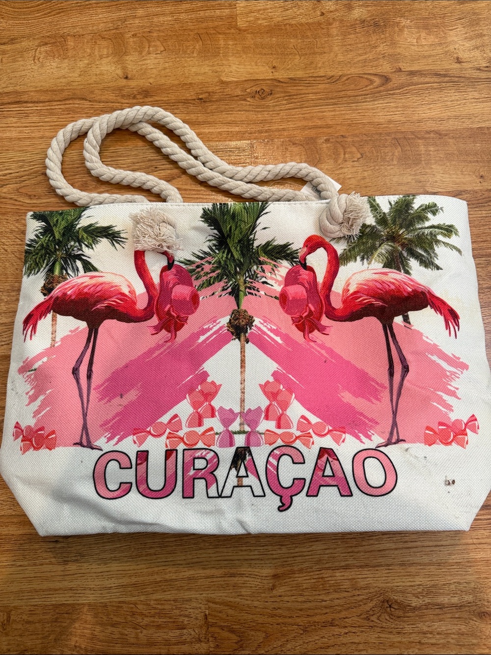 NWT Curaçao Flamingo Tote Bag with zipper